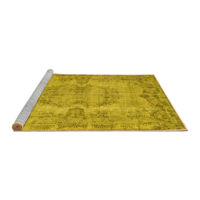 Sideview of Machine Washable Persian Yellow Traditional Rug, wshtr3322yw