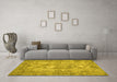 Machine Washable Persian Yellow Traditional Rug in a Living Room, wshtr3322yw