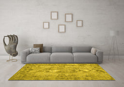 Machine Washable Persian Yellow Traditional Rug in a Living Room, wshtr3322yw