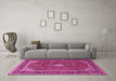 Machine Washable Medallion Pink Traditional Rug in a Living Room, wshtr3323pnk