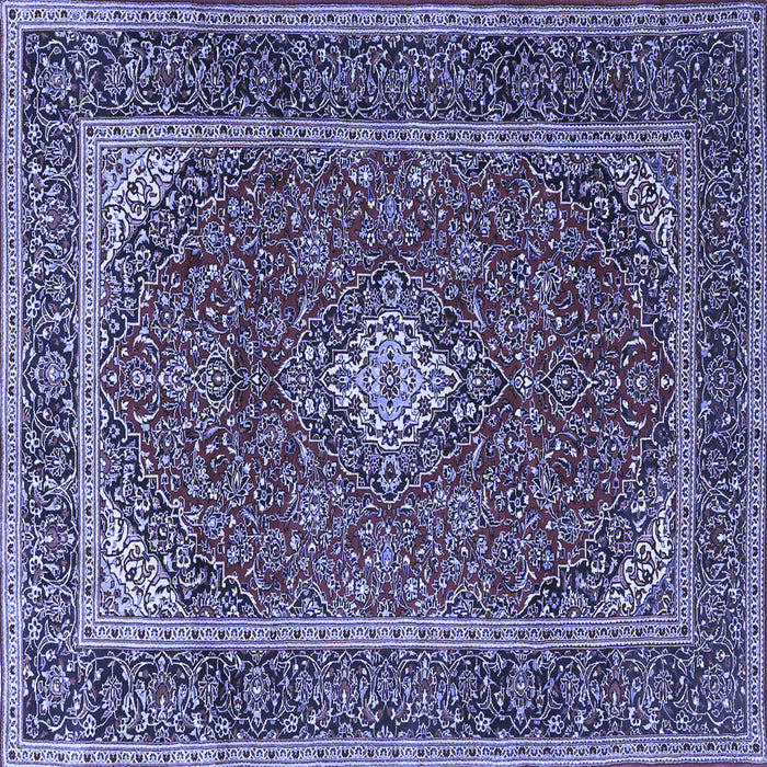 Square Machine Washable Medallion Blue Traditional Rug, wshtr3323blu