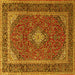 Square Medallion Yellow Traditional Rug, tr3323yw