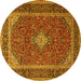 Round Medallion Yellow Traditional Rug, tr3323yw