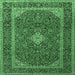 Square Medallion Emerald Green Traditional Rug, tr3323emgrn