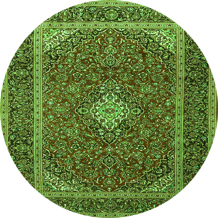 Machine Washable Medallion Green Traditional Area Rugs, wshtr3323grn