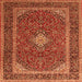 Serging Thickness of Medallion Orange Traditional Rug, tr3323org