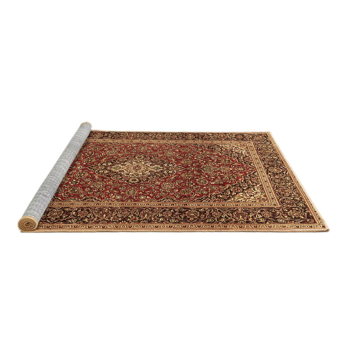Sideview of Machine Washable Medallion Brown Traditional Rug, wshtr3323brn