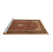 Sideview of Machine Washable Medallion Brown Traditional Rug, wshtr3323brn