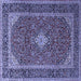 Square Medallion Blue Traditional Rug, tr3323blu