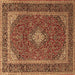 Square Medallion Brown Traditional Rug, tr3323brn