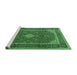 Sideview of Machine Washable Medallion Emerald Green Traditional Area Rugs, wshtr3323emgrn