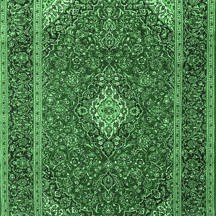 Machine Washable Medallion Emerald Green Traditional Area Rugs, wshtr3323emgrn