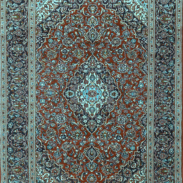 Machine Washable Medallion Light Blue Traditional Rug, wshtr3323lblu