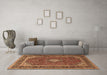 Machine Washable Medallion Brown Traditional Rug in a Living Room,, wshtr3323brn