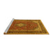 Sideview of Machine Washable Medallion Yellow Traditional Rug, wshtr3323yw