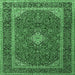 Square Machine Washable Medallion Emerald Green Traditional Area Rugs, wshtr3323emgrn