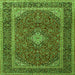 Round Machine Washable Medallion Green Traditional Area Rugs, wshtr3323grn