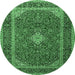 Round Medallion Emerald Green Traditional Rug, tr3323emgrn