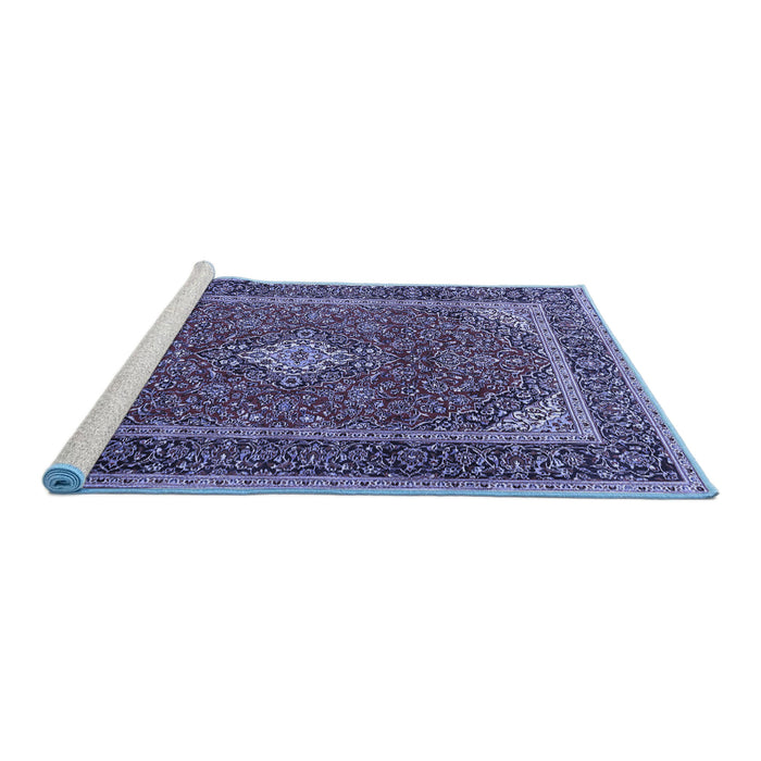 Sideview of Machine Washable Medallion Blue Traditional Rug, wshtr3323blu