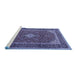 Sideview of Machine Washable Medallion Blue Traditional Rug, wshtr3323blu