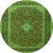 Square Medallion Green Traditional Rug, tr3323grn