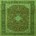 Serging Thickness of Medallion Green Traditional Rug, tr3323grn