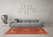 Machine Washable Medallion Orange Traditional Area Rugs in a Living Room, wshtr3323org
