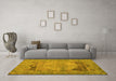 Machine Washable Persian Yellow Traditional Rug in a Living Room, wshtr3324yw