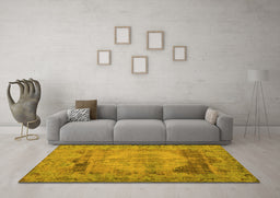 Machine Washable Persian Yellow Traditional Rug in a Living Room, wshtr3324yw