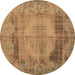 Round Persian Brown Traditional Rug, tr3324brn