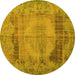 Round Machine Washable Persian Yellow Traditional Rug, wshtr3324yw