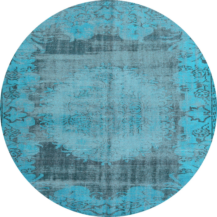 Round Machine Washable Persian Light Blue Traditional Rug, wshtr3324lblu