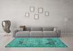 Machine Washable Persian Turquoise Traditional Area Rugs in a Living Room,, wshtr3324turq