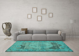Machine Washable Persian Turquoise Traditional Area Rugs in a Living Room,, wshtr3324turq
