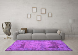 Machine Washable Persian Purple Traditional Area Rugs in a Living Room, wshtr3324pur