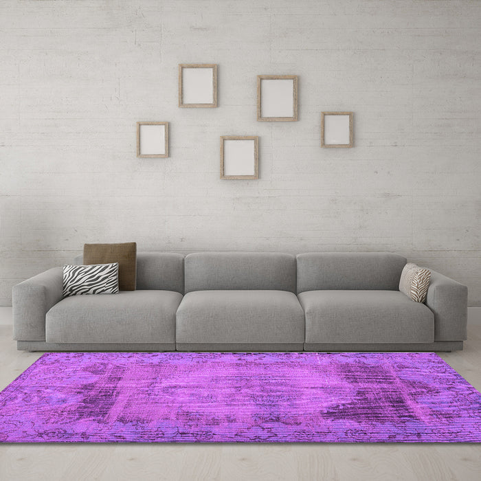 Machine Washable Persian Purple Traditional Area Rugs in a Living Room, wshtr3324pur
