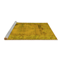 Sideview of Machine Washable Persian Yellow Traditional Rug, wshtr3324yw