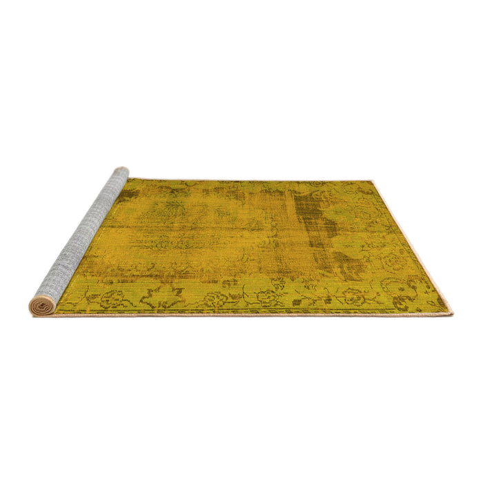 Sideview of Machine Washable Persian Yellow Traditional Rug, wshtr3324yw
