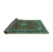 Sideview of Medallion Turquoise Traditional Rug, tr3325turq