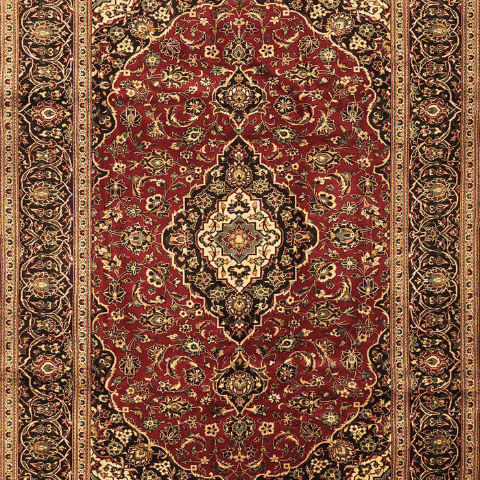 Machine Washable Medallion Brown Traditional Rug, wshtr3325brn