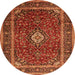 Square Medallion Orange Traditional Rug, tr3325org