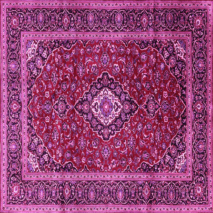 Square Machine Washable Medallion Pink Traditional Rug, wshtr3325pnk