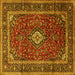 Square Medallion Yellow Traditional Rug, tr3325yw