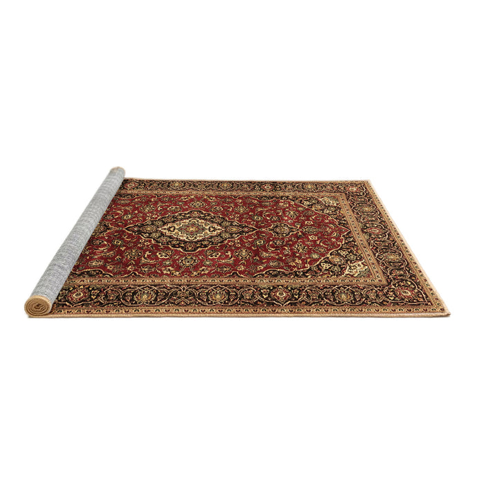 Sideview of Machine Washable Medallion Brown Traditional Rug, wshtr3325brn