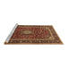 Sideview of Machine Washable Medallion Brown Traditional Rug, wshtr3325brn