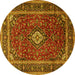 Round Medallion Yellow Traditional Rug, tr3325yw