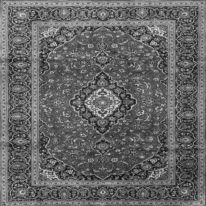Round Machine Washable Medallion Gray Traditional Rug, wshtr3325gry