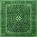 Square Medallion Emerald Green Traditional Rug, tr3325emgrn