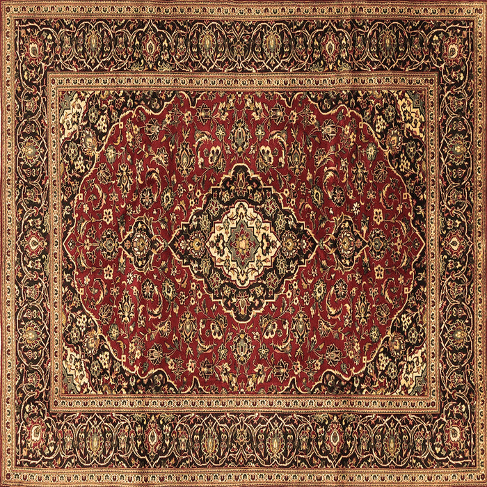 Square Machine Washable Medallion Brown Traditional Rug, wshtr3325brn