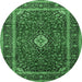 Round Medallion Emerald Green Traditional Rug, tr3325emgrn